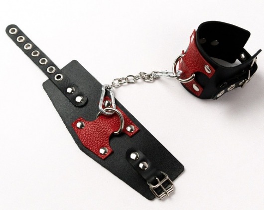 Черные кожаные оковы с красными вставками - Crazy Handmade - купить с доставкой во Владикавказе