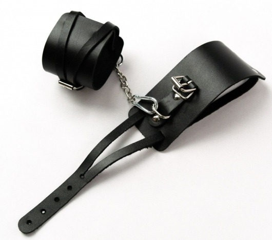 Черные кожаные оковы с креплением в виде веревочек - Crazy Handmade - купить с доставкой во Владикавказе