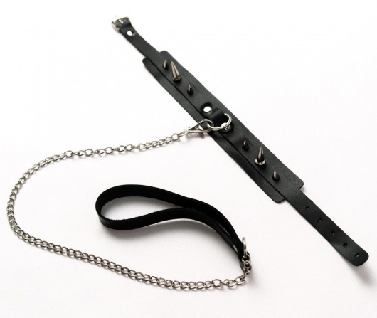 Черный ошейник с шипами и поводком - Crazy Handmade - купить с доставкой во Владикавказе