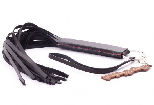 Черная кожаная плеть с удобной ручкой - 50 см. - Crazy Handmade - купить с доставкой во Владикавказе