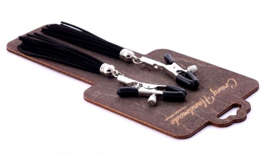 Зажимы на соски с черными замшевыми кисточками - Crazy Handmade - купить с доставкой во Владикавказе