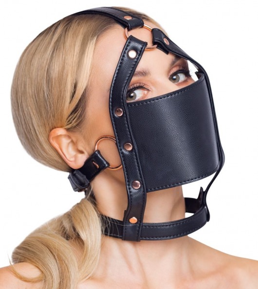 Черный намордник с кляпом-шаром Head Harness With A Gag - Orion - купить с доставкой во Владикавказе