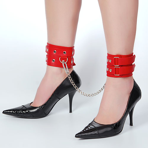 Кожаные красные оковы с цепочкой - Sitabella - купить с доставкой во Владикавказе