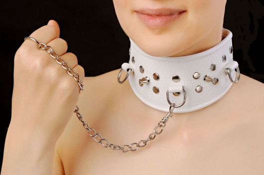 Белый кожаный ошейник - Sitabella - купить с доставкой во Владикавказе