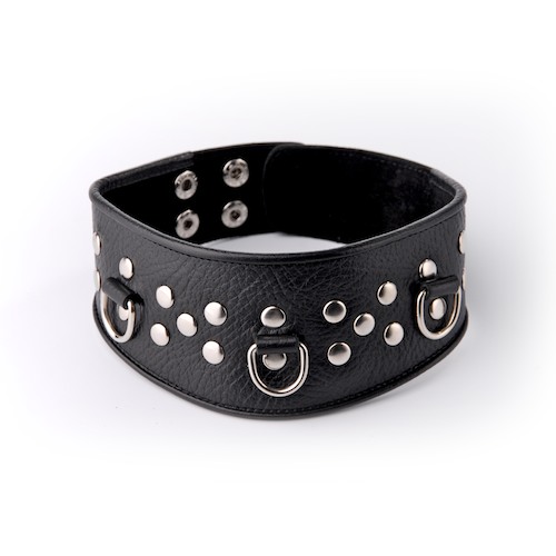 Кожаный черный ошейник с велюровой подкладкой - Sitabella - купить с доставкой во Владикавказе