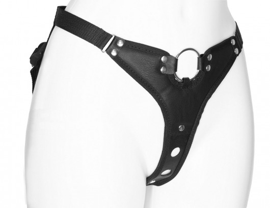 Черный женский пояс с вагинальной пробкой - LOVETOY (А-Полимер) - купить с доставкой во Владикавказе