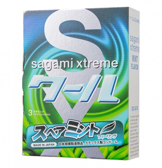 Презервативы Sagami Xtreme Mint с ароматом мяты - 3 шт. - Sagami - купить с доставкой во Владикавказе