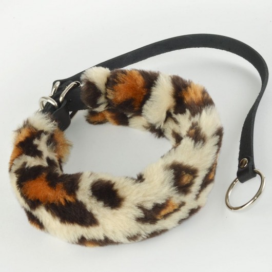 Леопардовый меховой ошейник с кожаным поводком - Sitabella - купить с доставкой во Владикавказе
