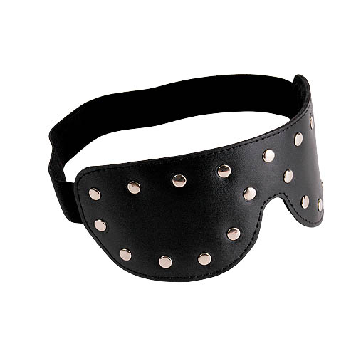 Черная кожаная маска на глаза с заклепками - Sitabella - купить с доставкой во Владикавказе