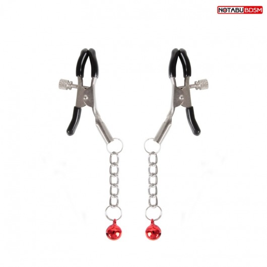 Серебристые зажимы на соски с шариками на цепочках - Notabu - купить с доставкой во Владикавказе