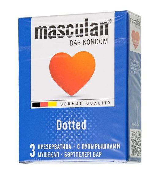 Презервативы с пупырышками Masculan Dotted - 3 шт. - Masculan - купить с доставкой во Владикавказе