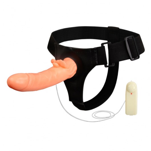 Фаллопротез с ребристым основанием на трусиках с вибрацией - 18 см. - Baile - купить с доставкой во Владикавказе