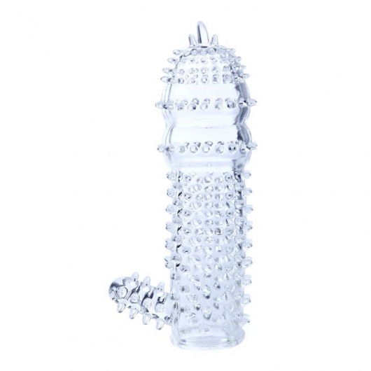 Прозрачная насадка на пенис с шипами и стимулятором клитора - 14,2 см. - Baile - во Владикавказе купить с доставкой