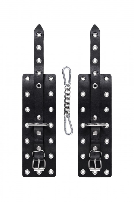 Черные кожаные однослойные наручники с люверсами - Pecado - купить с доставкой во Владикавказе