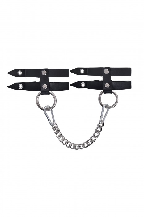 Черные однослойные кожаные оковы из двух ремешков - Pecado - купить с доставкой во Владикавказе