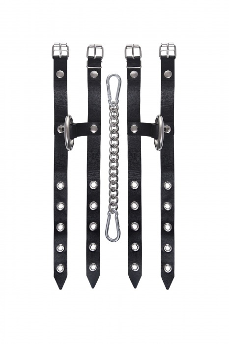 Черные однослойные кожаные оковы из двух ремешков - Pecado - купить с доставкой во Владикавказе