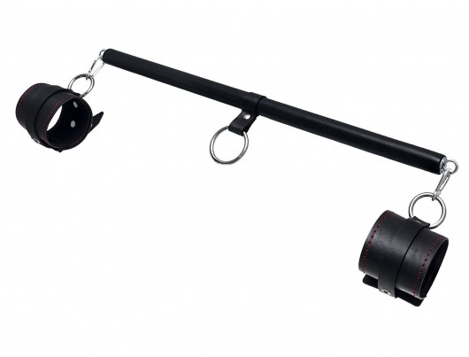 Черная распорка для ног с кожаными манжетами - Pecado - купить с доставкой во Владикавказе