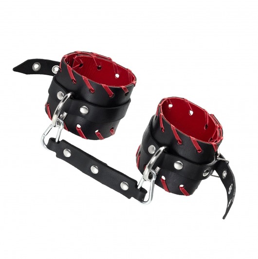 Черно-красные оковы из натуральной кожи - Pecado - купить с доставкой во Владикавказе