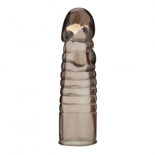 Дымчатая насадка-удлинитель Ribbed Realistic Penis Enhancing Sleeve Extension - 15,2 см. - BlueLine - во Владикавказе купить с доставкой