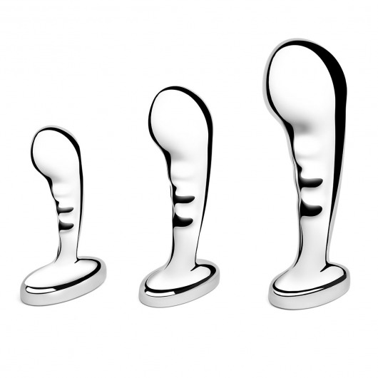 Набор из 3 стальных стимуляторов простаты Stainless Steel P-spot Training Set - b-Vibe - во Владикавказе купить с доставкой