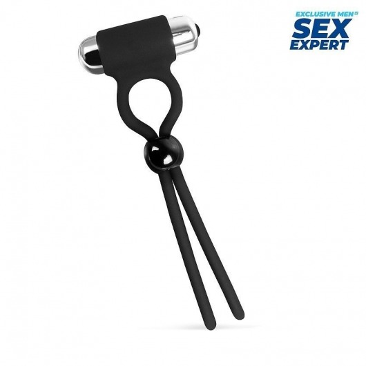 Черное эрекционное кольцо-лассо с вибрацией - Sex Expert - во Владикавказе купить с доставкой