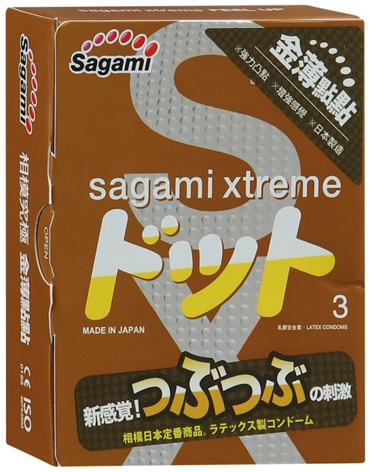 Презервативы Sagami Xtreme FEEL UP с точечной текстурой и линиями прилегания - 3 шт. - Sagami - купить с доставкой во Владикавказе