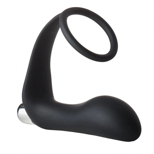 Черное эрекционное кольцо с вибропробкой Vibrating Anal Plug With Cockring - Dream Toys - во Владикавказе купить с доставкой