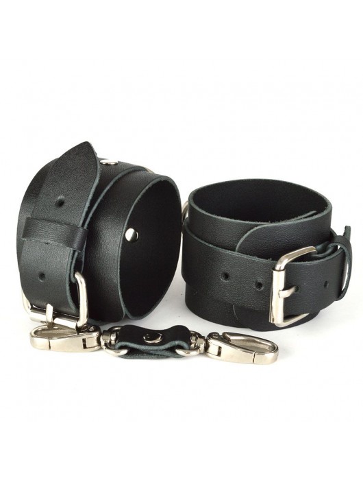 Черные кожаные наручники с пряжками IDEAL - Sitabella - купить с доставкой во Владикавказе