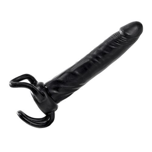 Чёрная насадка-фаллос для двойного проникновения INFLATABLE DILDO SLIM DONG  - 13,5 см. - Toyz4lovers - во Владикавказе купить с доставкой