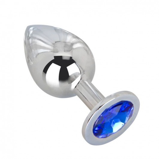 Большой стальной плаг с синим кристаллом Blue Space - 9,5 см. - Erotic Fantasy - купить с доставкой во Владикавказе