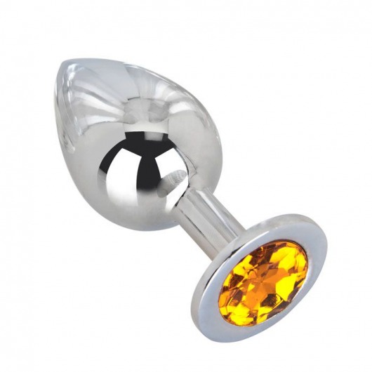 Большой стальной плаг с оранжевым кристаллом Juicy Orange - 9,5 см. - Erotic Fantasy - купить с доставкой во Владикавказе