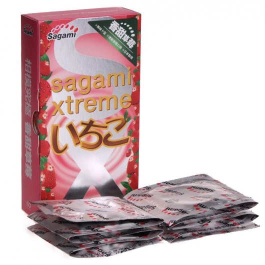 Презервативы Sagami Xtreme Strawberry c ароматом клубники - 10 шт. - Sagami - купить с доставкой во Владикавказе