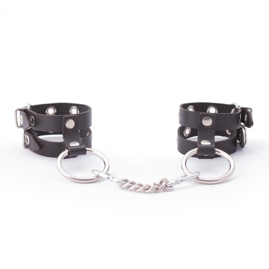 Черные однослойные наручники из натуральной кожи - Crazy Handmade - купить с доставкой во Владикавказе