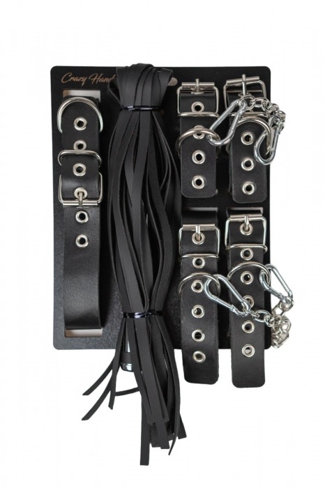 БДСМ-набор с плёткой в черном цвете - Crazy Handmade - купить с доставкой во Владикавказе