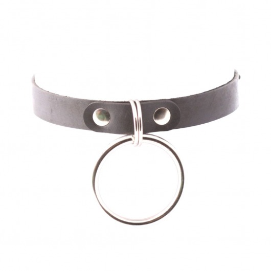 Черный кожаный чокер с большим кольцом - Crazy Handmade - купить с доставкой во Владикавказе