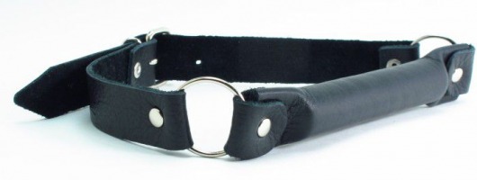 Черный кожаный кляп-трензель на кольцах - БДСМ Арсенал - купить с доставкой во Владикавказе