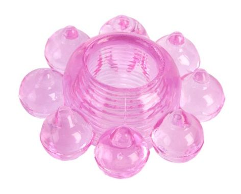 Розовое гелевое эрекционное кольцо-цветок - Toyfa Basic - во Владикавказе купить с доставкой