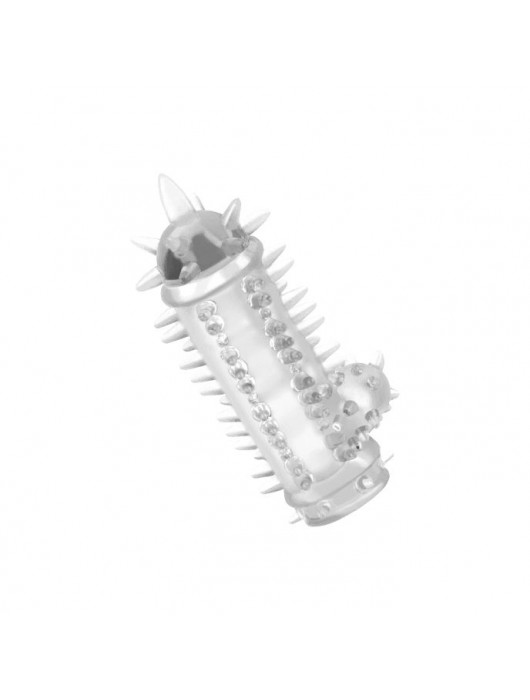 Прозрачная насадка с шипами и клиторальной шишечкой CLIT-BANGER SLEEVE IN CLEAR - Tonga - во Владикавказе купить с доставкой