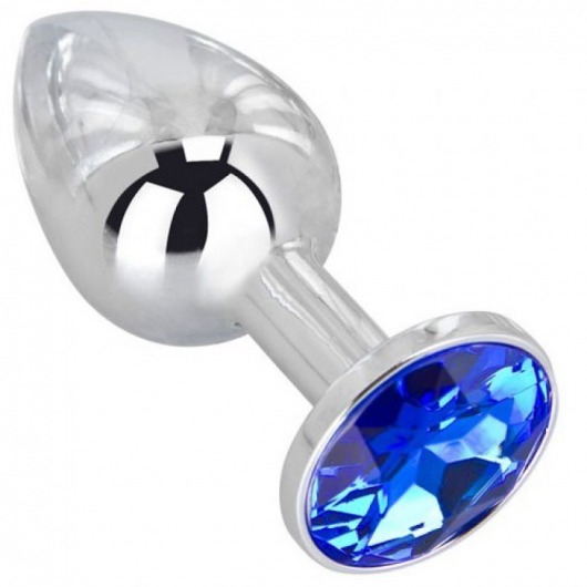 Анальное украшение BUTT PLUG  Small с синим кристаллом - 7 см. - Anal Jewelry Plug - купить с доставкой во Владикавказе