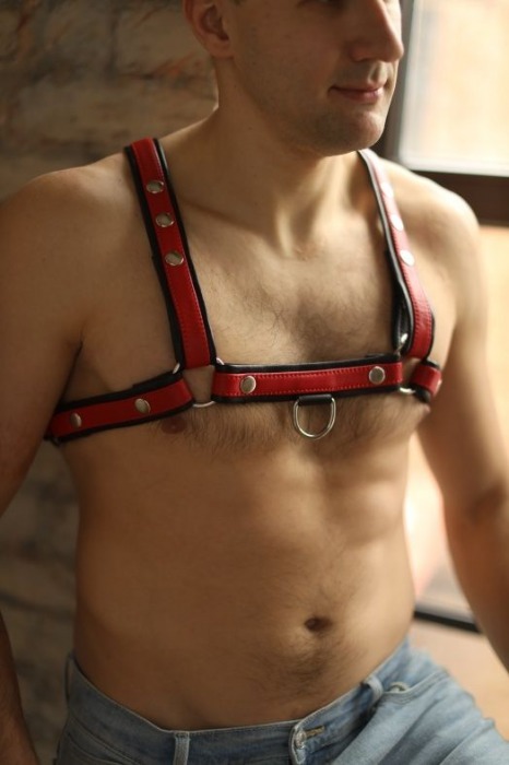 Черно-красная мужская портупея Black-Red - БДСМ Арсенал - купить с доставкой во Владикавказе