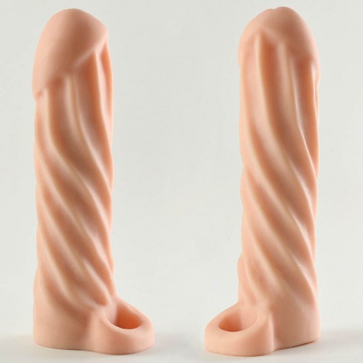 Телесная насадка-удлинитель Okoto со спиралевидным рельефом - 16 см. - Sitabella - во Владикавказе купить с доставкой