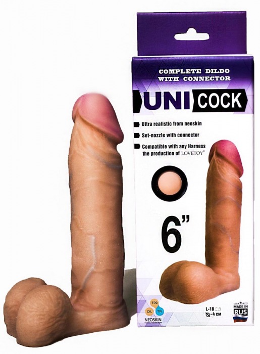 Насадка для страпона фаллической формы UNICOCK 6  - 18 см. - LOVETOY (А-Полимер) - купить с доставкой во Владикавказе