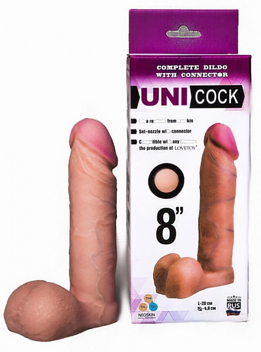 Фаллическая насадка для страпона UNICOCK 8  - 20 см. - LOVETOY (А-Полимер) - купить с доставкой во Владикавказе