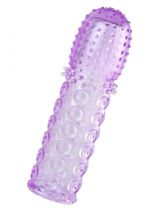 Фиолетовая рельефная насадка на пенис - 13,5 см. - A-toys - во Владикавказе купить с доставкой