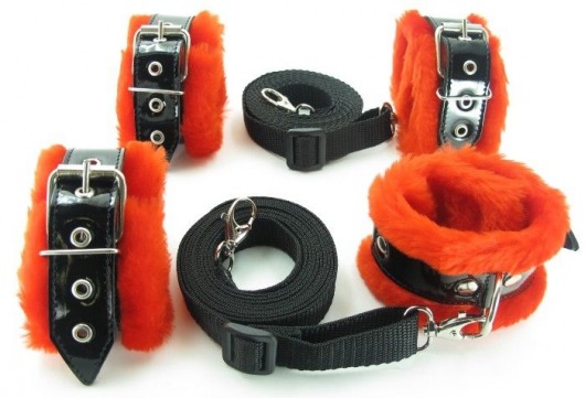 Набор на кровать с красным мехом BDSM Light - БДСМ Арсенал - купить с доставкой во Владикавказе