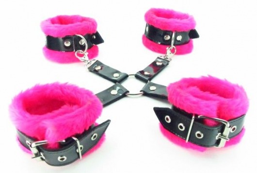 Набор фиксаторов краб с розовым мехом BDSM Light - БДСМ Арсенал - купить с доставкой во Владикавказе