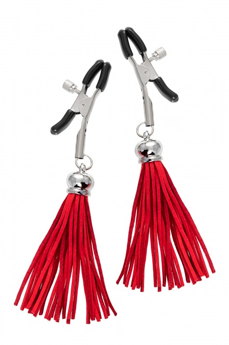 Зажимы на соски «Прищепки» с красными кисточками из замши - Pecado - купить с доставкой во Владикавказе