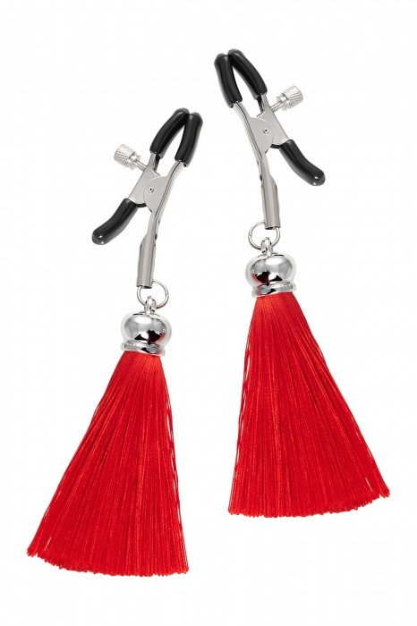 Зажимы на соски «Прищепки» с красными кисточками из шелка - Pecado - купить с доставкой во Владикавказе