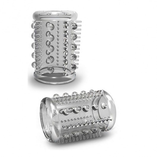 Прозрачная насадка с шипами и шишечками STAY HARD COCK SLEEVE 03 CLEAR - Blush Novelties - во Владикавказе купить с доставкой