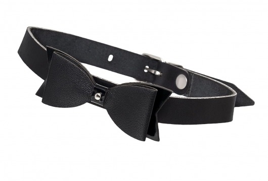 Черный кожаный чокер с бабочкой - Pecado - купить с доставкой во Владикавказе